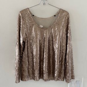 Free People champagne sequin long sleeve 💎
